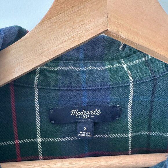 Madewell Womens Green & Navy Plaid Button-Up Flannel Ex-Boyfriend Shirt Size S - Picture 5 of 11
